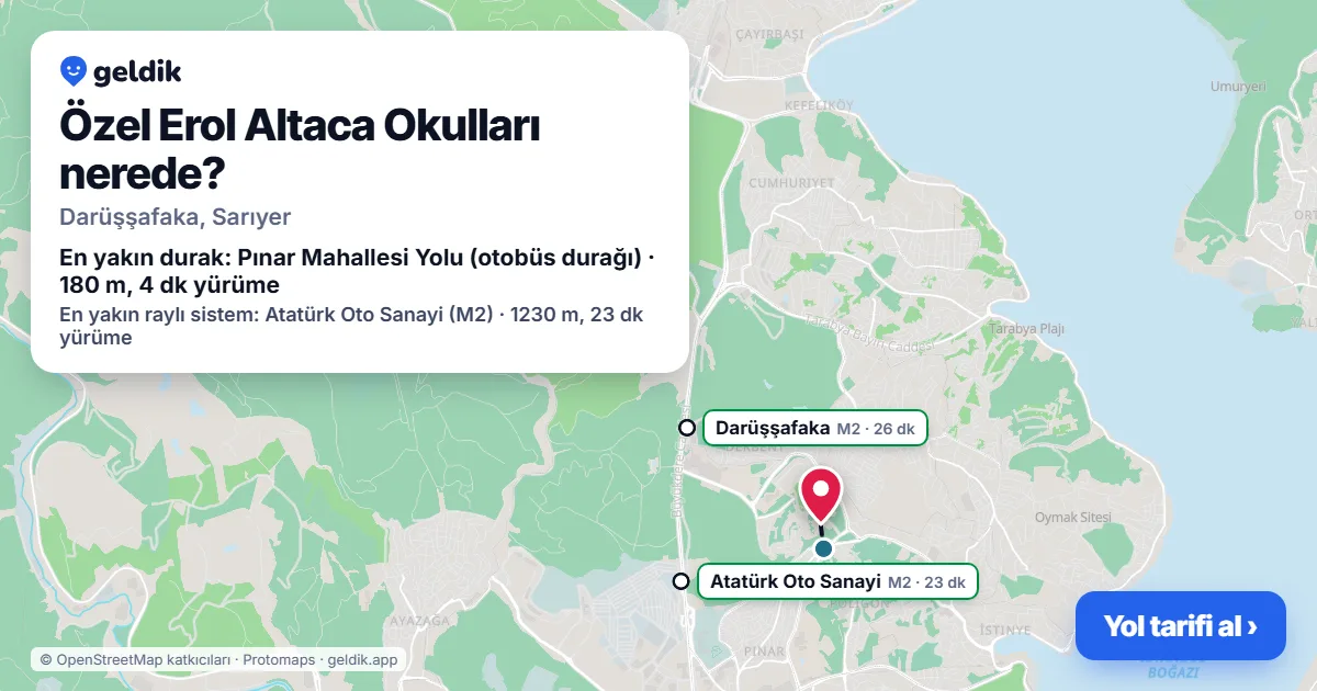 Özel Erol Altaca Okulları nerede: haritada konumu ve en yakın duraklar, yürüme süreleriyle