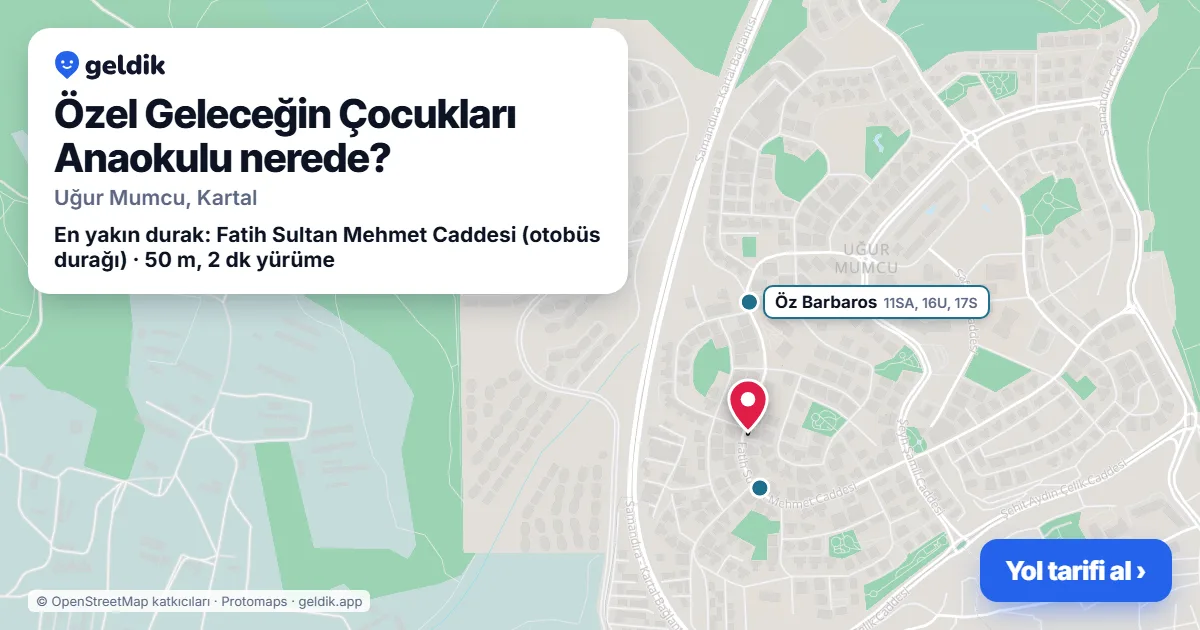 Where is Özel Geleceğin Çocukları Anaokulu: map with its location and the nearest stops, with walking times