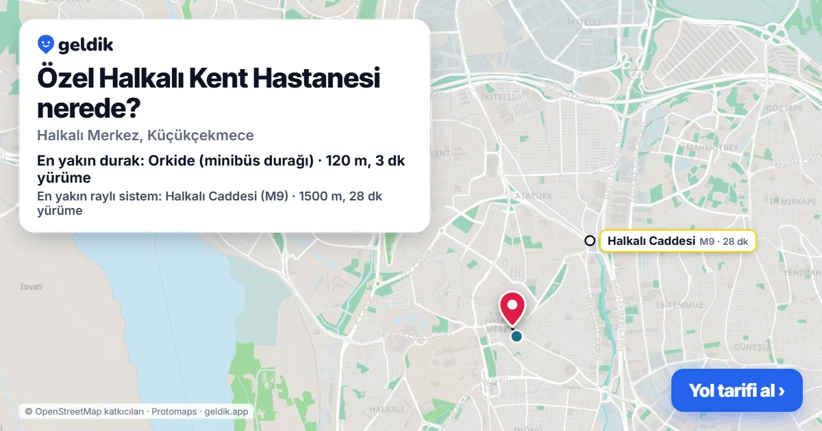 Özel Halkalı Kent Hastanesi nerede: haritada konumu ve en yakın duraklar, yürüme süreleriyle