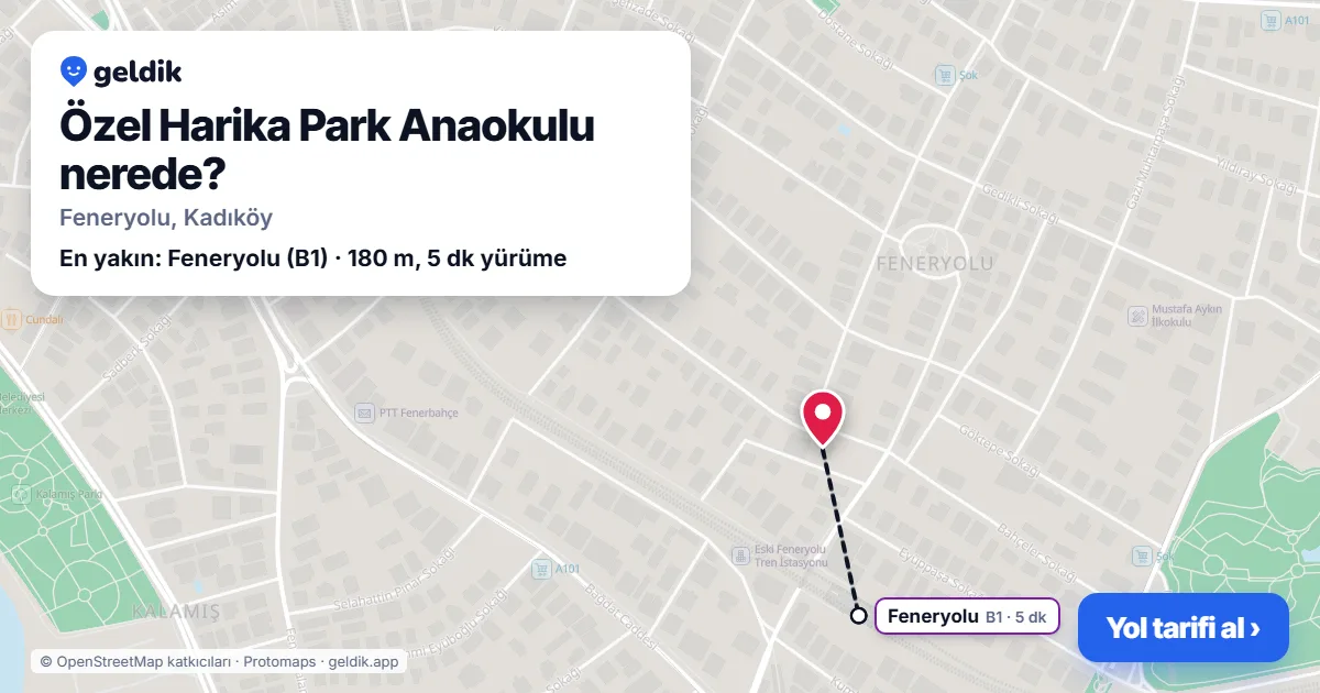 Özel Harika Park Anaokulu nerede: haritada konumu ve en yakın duraklar, yürüme süreleriyle