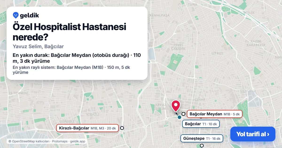 Where is Özel Hospitalist Hastanesi: map with its location and the nearest stops, with walking times