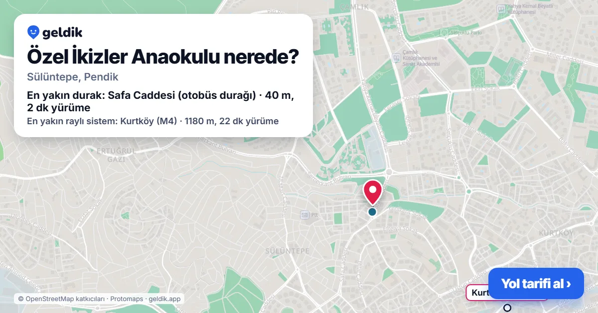 Where is Özel İkizler Anaokulu: map with its location and the nearest stops, with walking times
