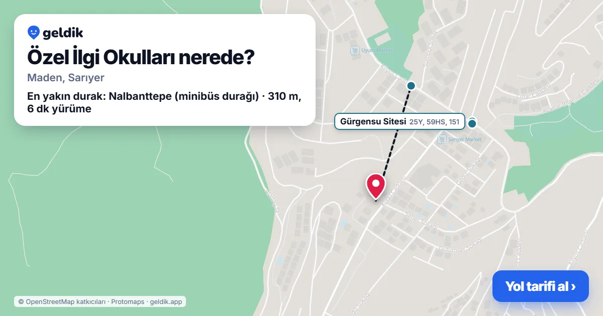 Where is Özel İlgi Okulları: map with its location and the nearest stops, with walking times
