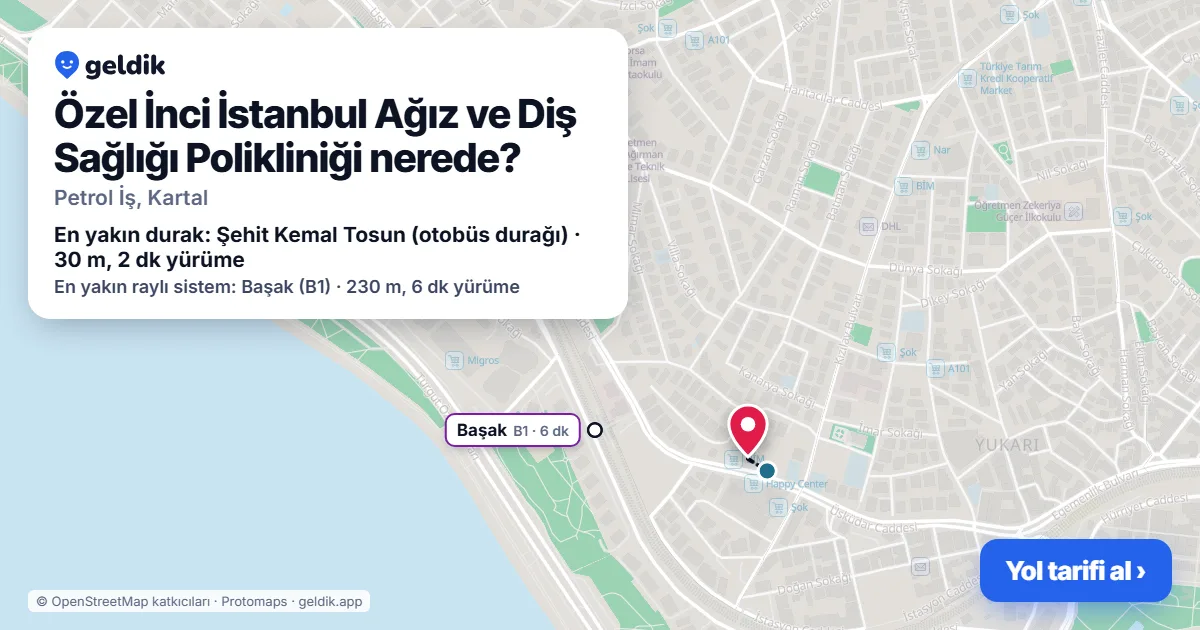Özel İnci İstanbul Ağız ve Diş Sağlığı Polikliniği nerede: haritada konumu ve en yakın duraklar, yürüme süreleriyle