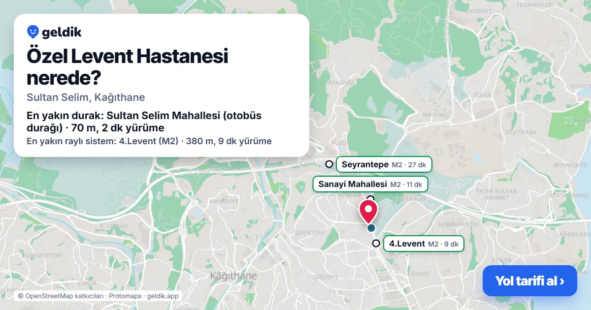 Özel Levent Hastanesi nerede: haritada konumu ve en yakın duraklar, yürüme süreleriyle