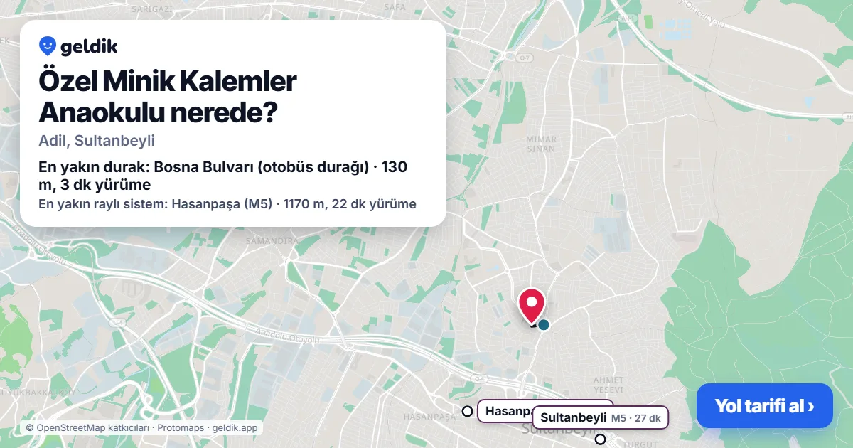 Özel Minik Kalemler Anaokulu nerede: haritada konumu ve en yakın duraklar, yürüme süreleriyle