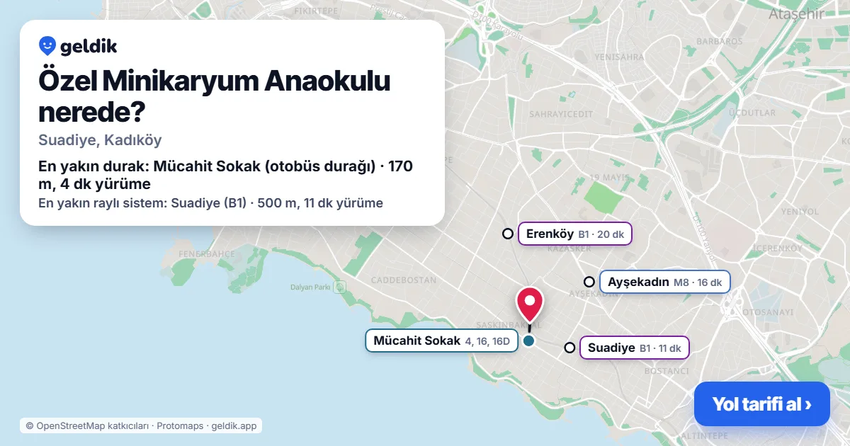 Özel Minikaryum Anaokulu nerede: haritada konumu ve en yakın duraklar, yürüme süreleriyle