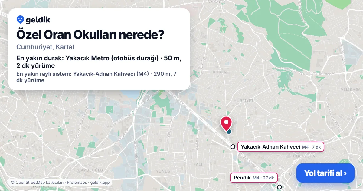 Where is Özel Oran Okulları: map with its location and the nearest stops, with walking times