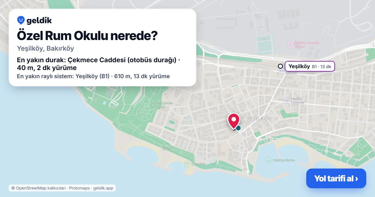 Where is Özel Rum Okulu: map with its location and the nearest stops, with walking times