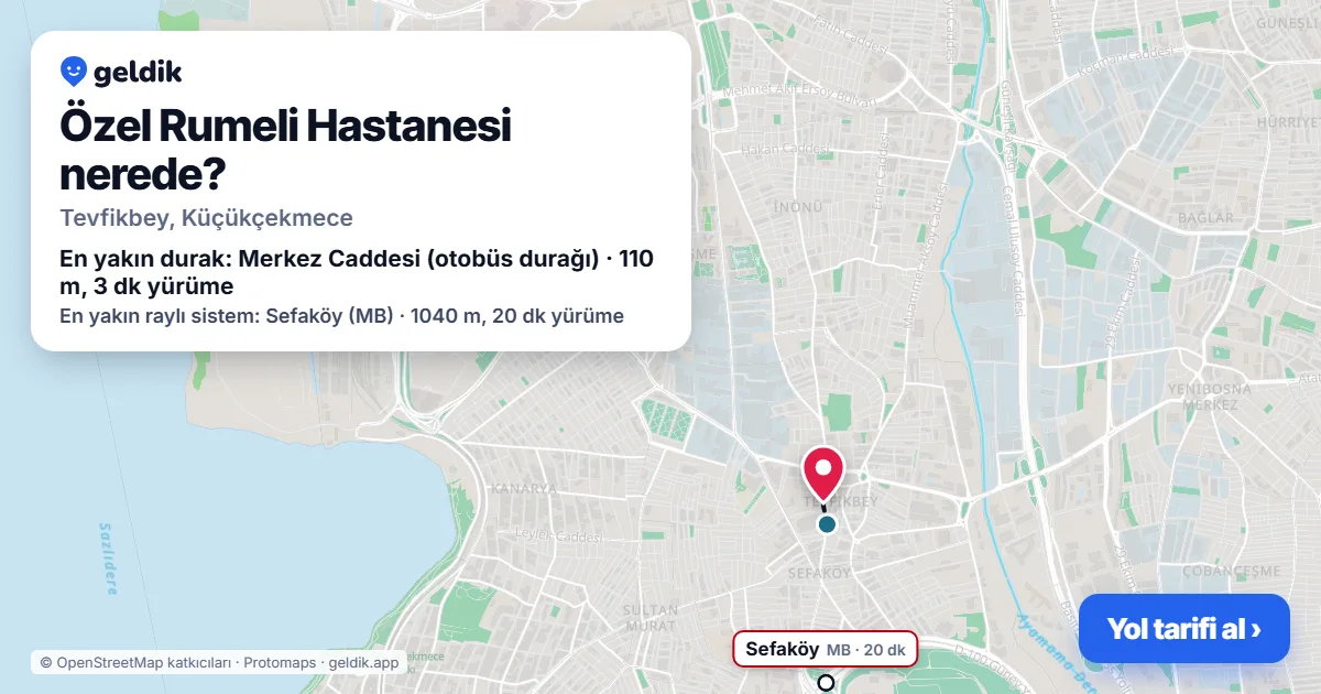 Özel Rumeli Hastanesi nerede: haritada konumu ve en yakın duraklar, yürüme süreleriyle