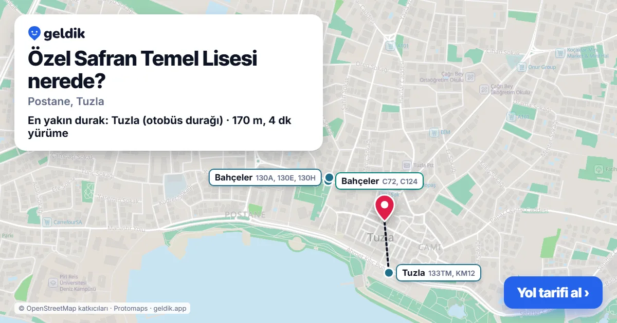 Özel Safran Temel Lisesi nerede: haritada konumu ve en yakın duraklar, yürüme süreleriyle