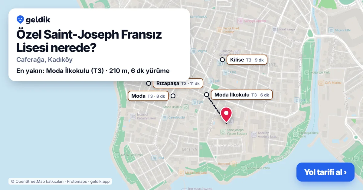 Where is Özel Saint-Joseph Fransız Lisesi: map with its location and the nearest stops, with walking times