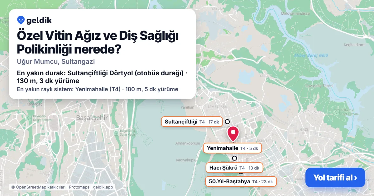 Özel Vitin Ağız ve Diş Sağlığı Polikinliği nerede: haritada konumu ve en yakın duraklar, yürüme süreleriyle