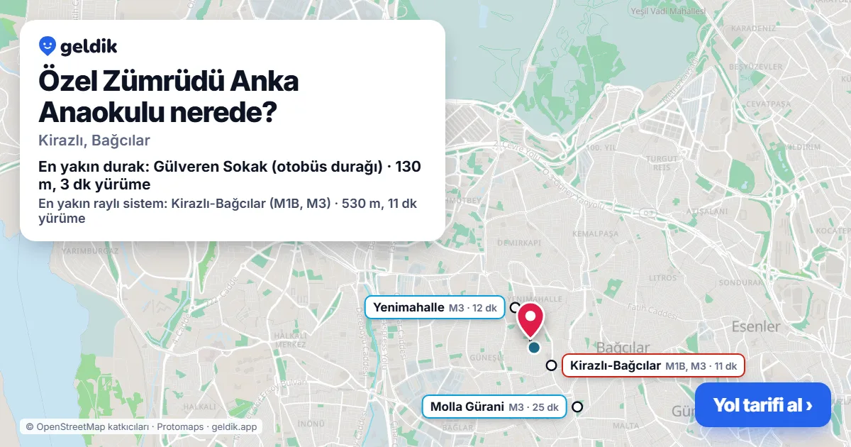 Where is Özel Zümrüdü Anka Anaokulu: map with its location and the nearest stops, with walking times