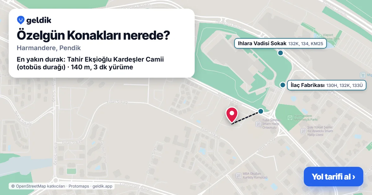 Özelgün Konakları nerede: haritada konumu ve en yakın duraklar, yürüme süreleriyle