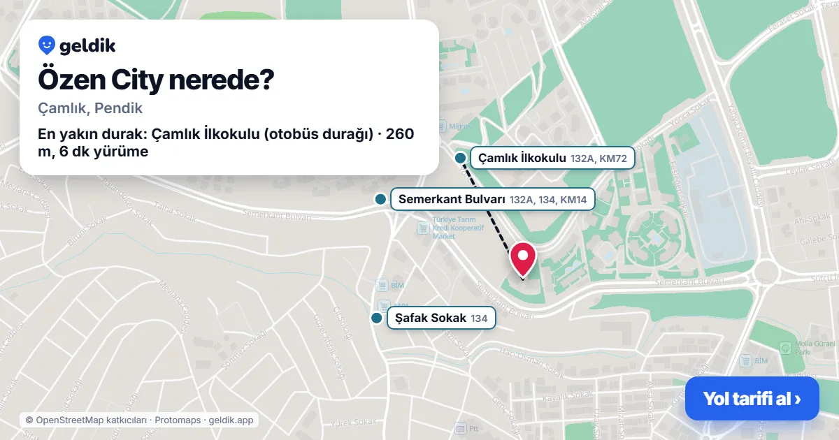 Özen City nerede: haritada konumu ve en yakın duraklar, yürüme süreleriyle