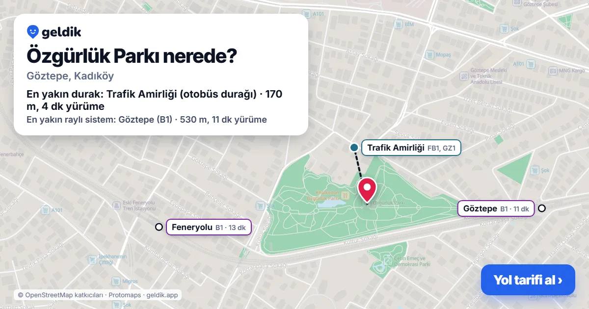Where is Freedom Park: map with its location and the nearest stops, with walking times