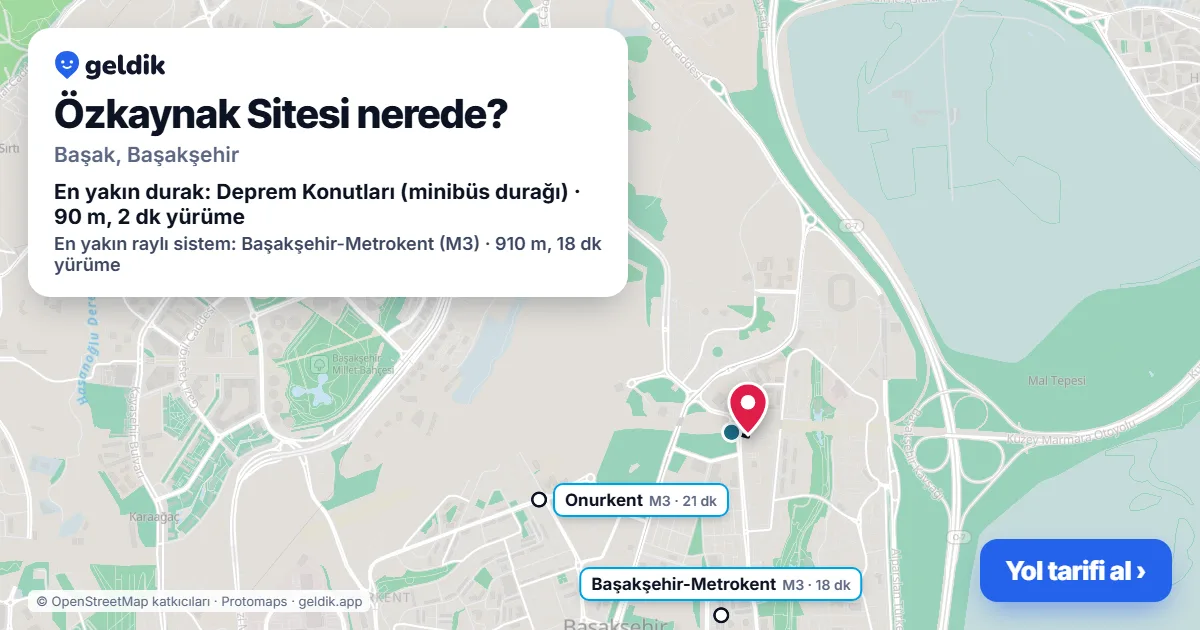 Where is Özkaynak Sitesi: map with its location and the nearest stops, with walking times