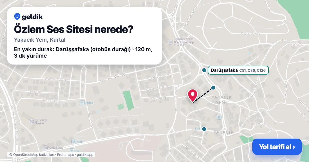 Özlem Ses Sitesi nerede: haritada konumu ve en yakın duraklar, yürüme süreleriyle