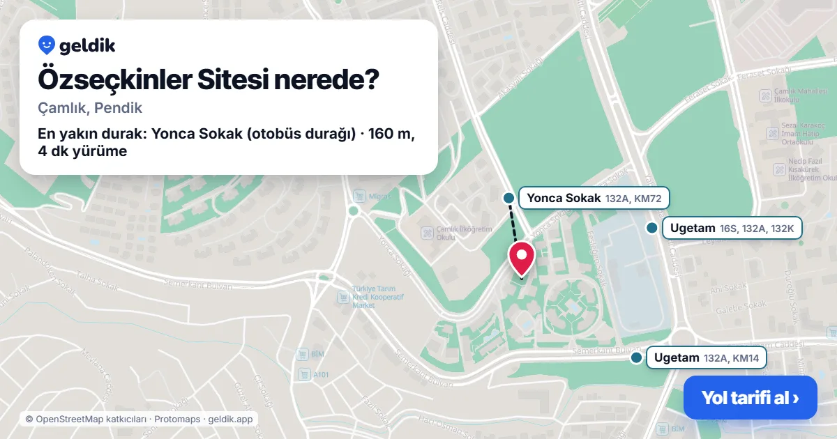 Where is Özseçkinler Sitesi: map with its location and the nearest stops, with walking times