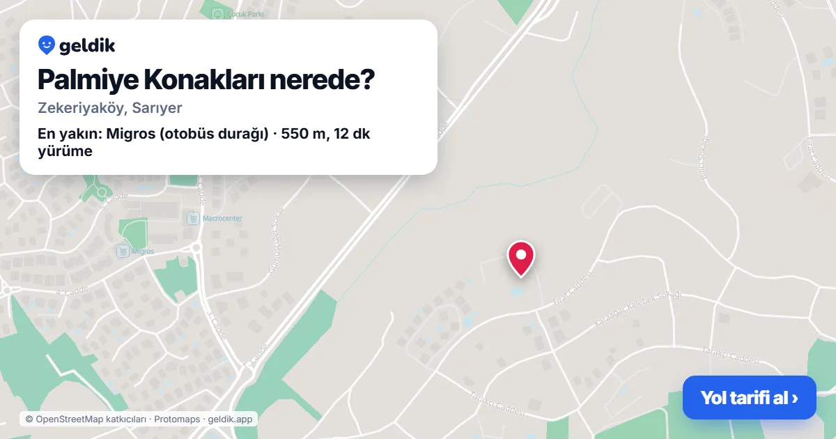 Where is Palmiye Konakları: map with its location and the nearest stops, with walking times