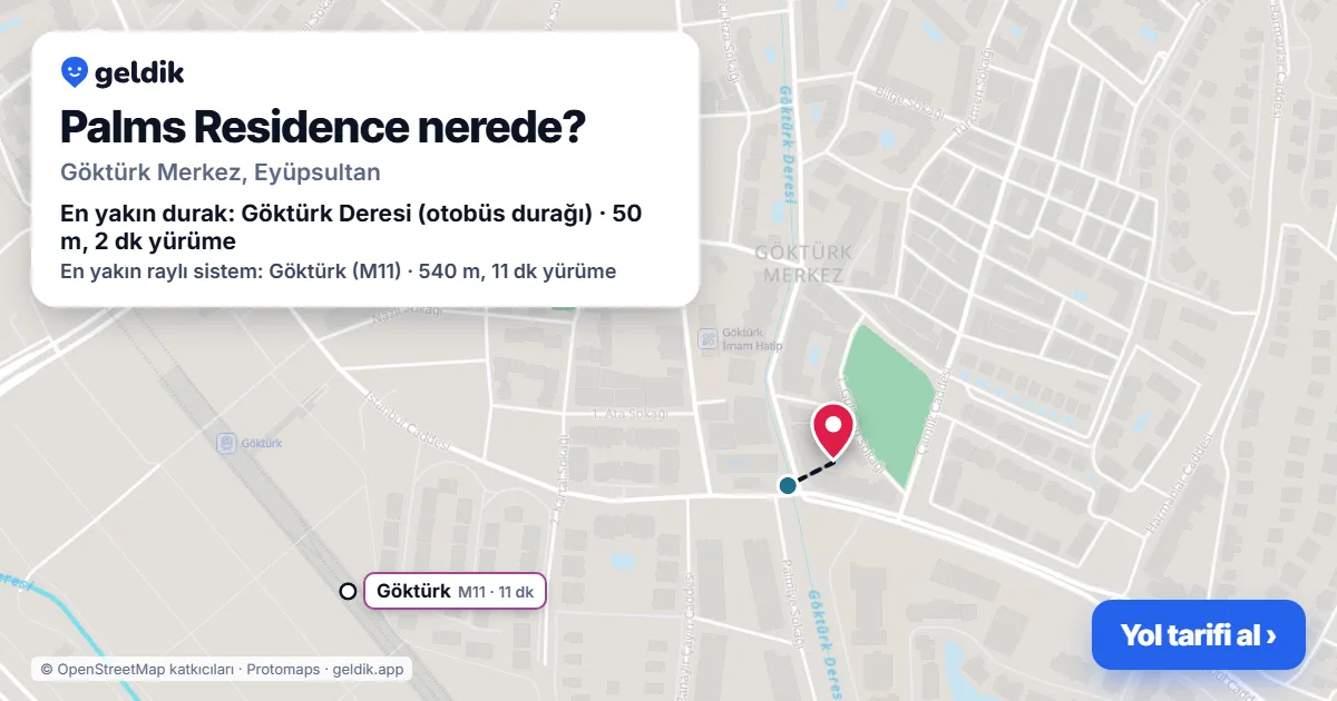 Where is Palms Residence: map with its location and the nearest stops, with walking times