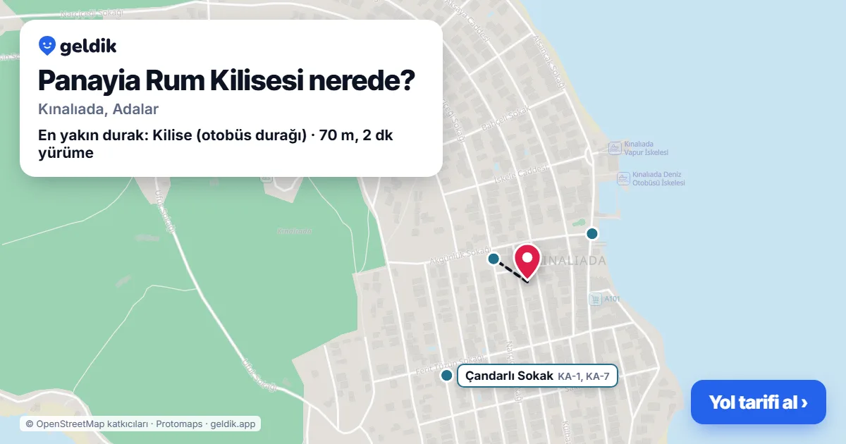 Panayia Rum Kilisesi nerede: haritada konumu ve en yakın duraklar, yürüme süreleriyle