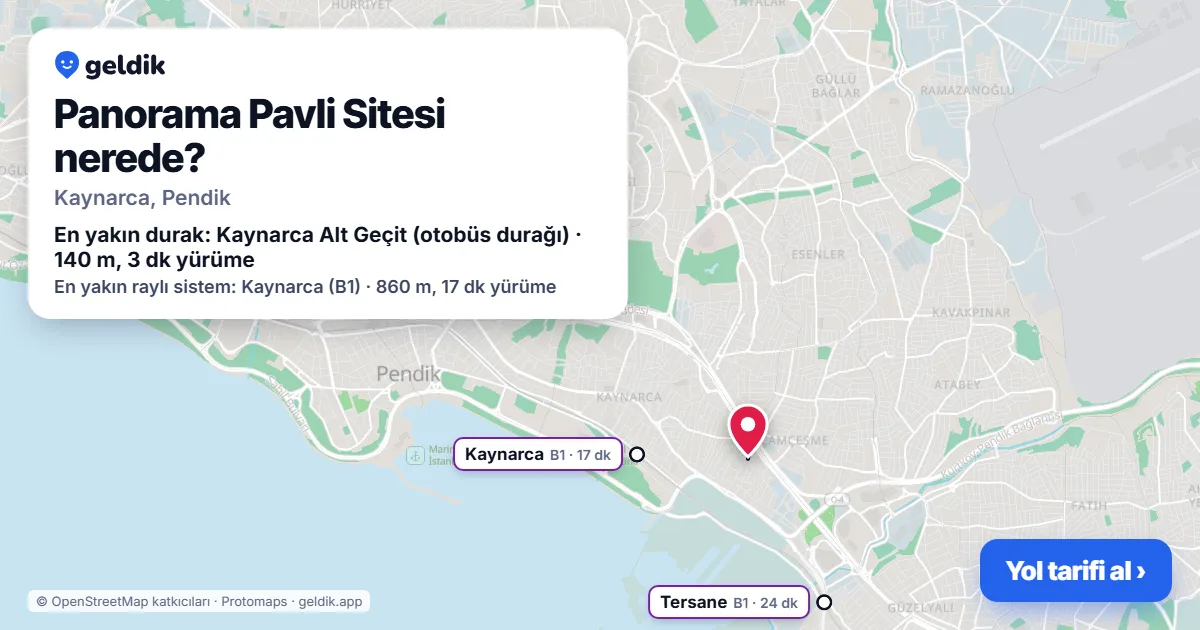 Panorama Pavli Sitesi nerede: haritada konumu ve en yakın duraklar, yürüme süreleriyle