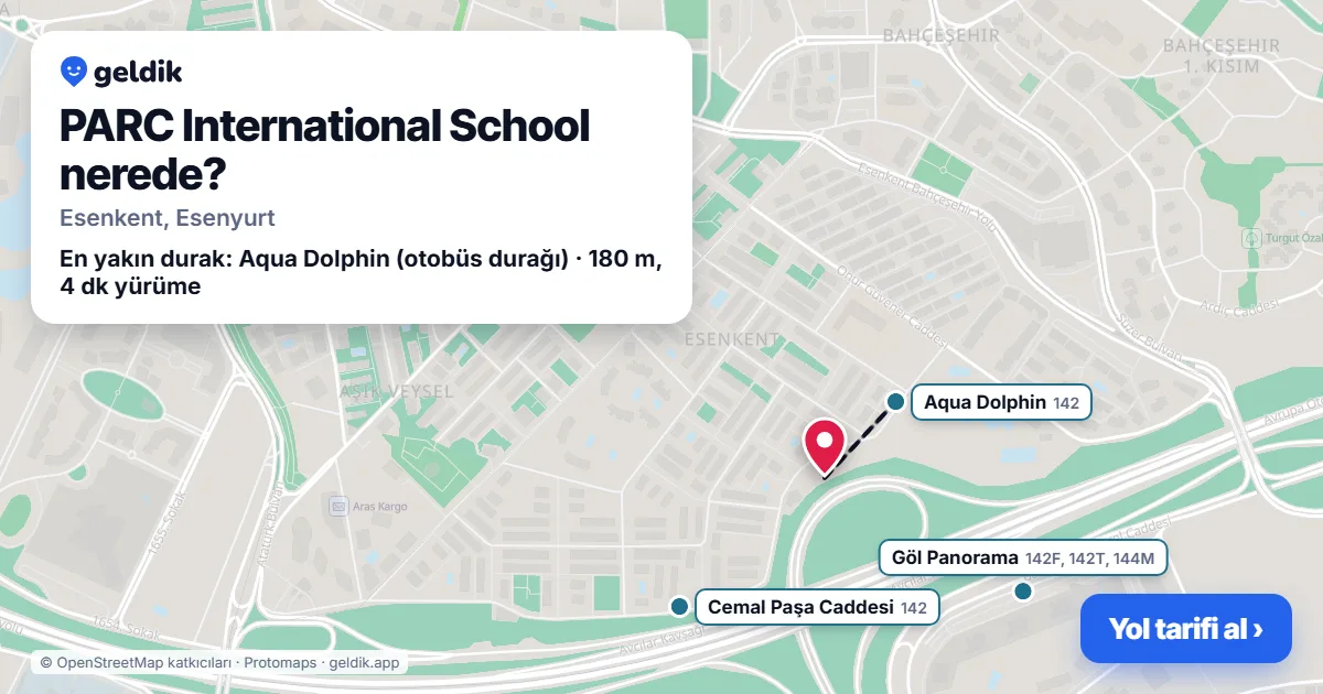 PARC International School nerede: haritada konumu ve en yakın duraklar, yürüme süreleriyle