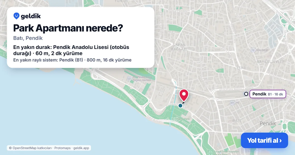 Where is Park Apartmanı: map with its location and the nearest stops, with walking times