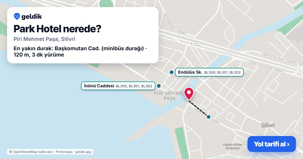 Park Hotel nerede: haritada konumu ve en yakın duraklar, yürüme süreleriyle
