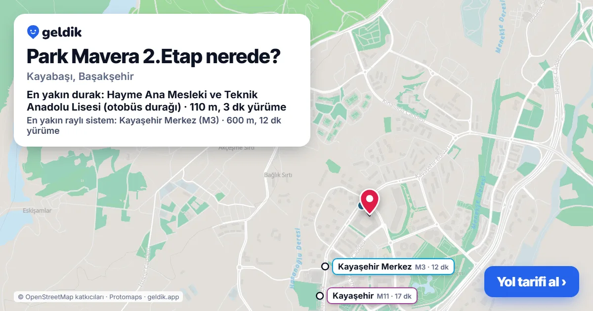 Where is Park Mavera 2.Etap: map with its location and the nearest stops, with walking times