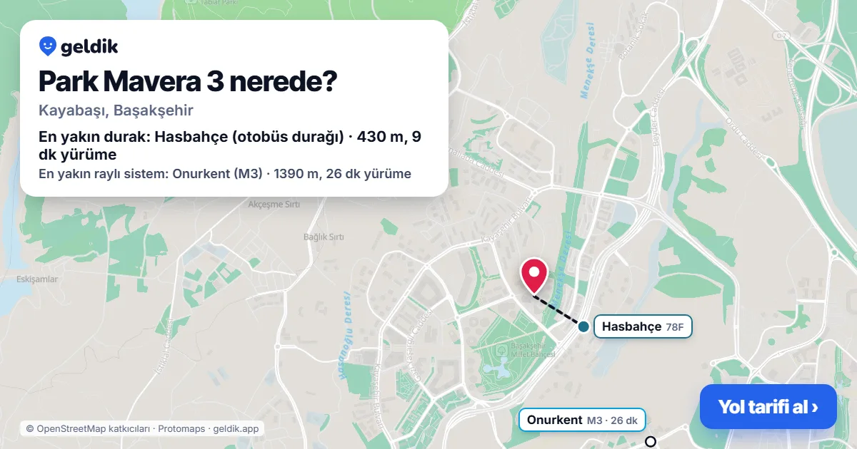 Where is Park Mavera 3: map with its location and the nearest stops, with walking times