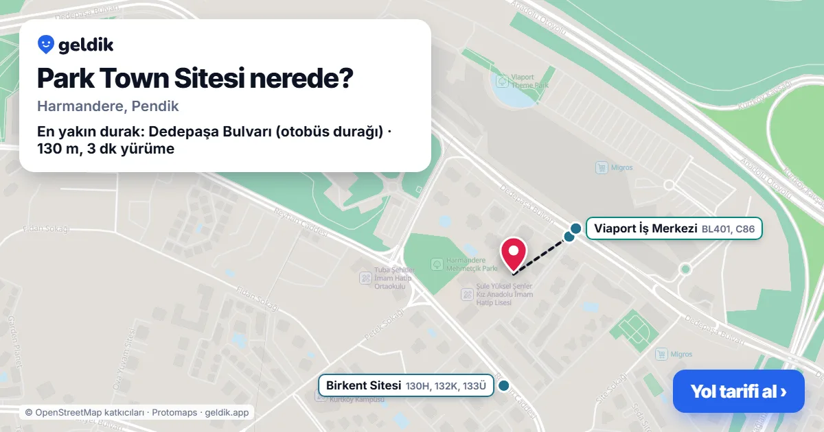 Park Town Sitesi nerede: haritada konumu ve en yakın duraklar, yürüme süreleriyle