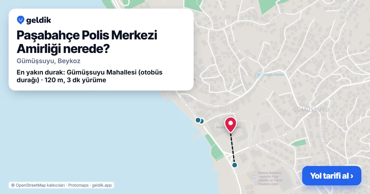 Paşabahçe Polis Merkezi Amirliği nerede: haritada konumu ve en yakın duraklar, yürüme süreleriyle