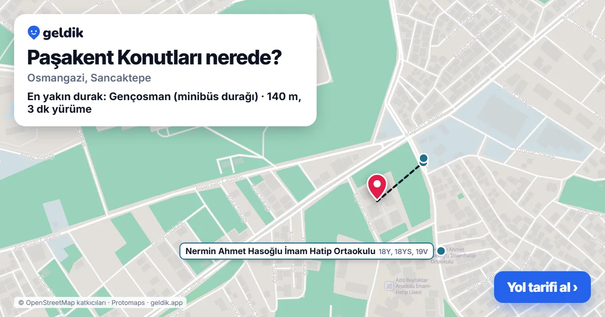Paşakent Konutları nerede: haritada konumu ve en yakın duraklar, yürüme süreleriyle