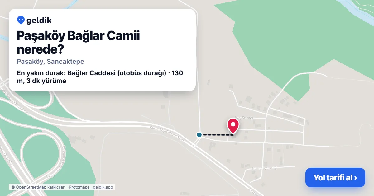 Paşaköy Bağlar Camii nerede: haritada konumu ve en yakın duraklar, yürüme süreleriyle