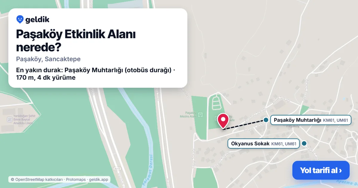 Paşaköy Etkinlik Alanı nerede: haritada konumu ve en yakın duraklar, yürüme süreleriyle