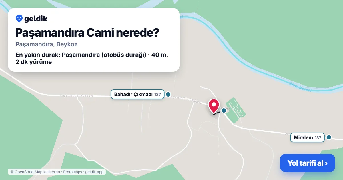 Paşamandıra Cami nerede: haritada konumu ve en yakın duraklar, yürüme süreleriyle