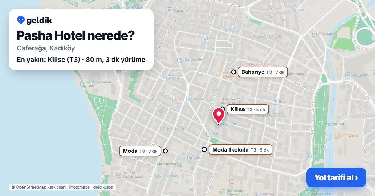 Where is Pasha Hotel: map with its location and the nearest stops, with walking times