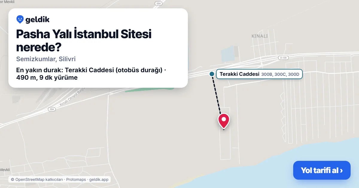 Pasha Yalı İstanbul Sitesi nerede: haritada konumu ve en yakın duraklar, yürüme süreleriyle