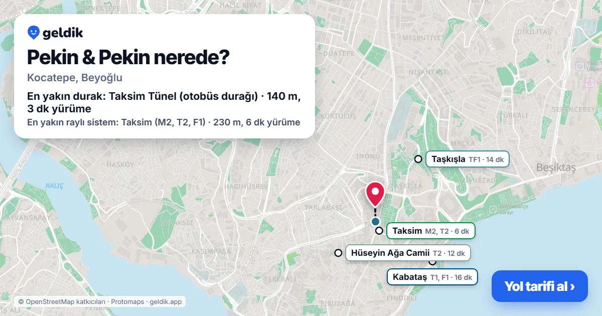 Pekin & Pekin nerede: haritada konumu ve en yakın duraklar, yürüme süreleriyle