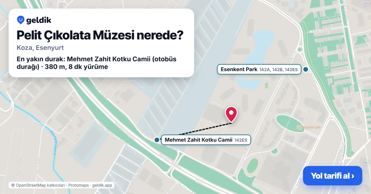 Where is Pelit Çıkolata Müzesi: map with its location and the nearest stops, with walking times