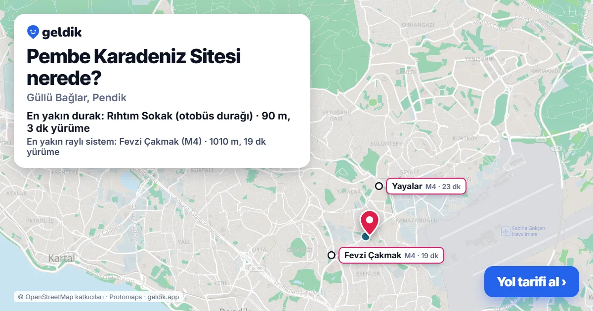 Pembe Karadeniz Sitesi nerede: haritada konumu ve en yakın duraklar, yürüme süreleriyle
