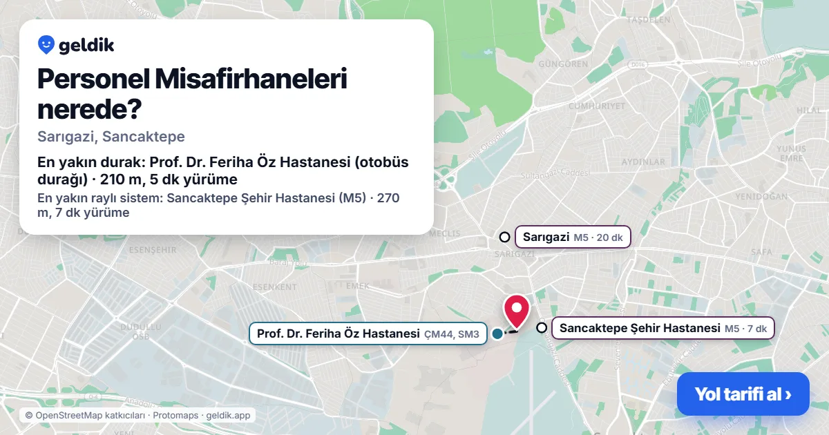 Personel Misafirhaneleri nerede: haritada konumu ve en yakın duraklar, yürüme süreleriyle
