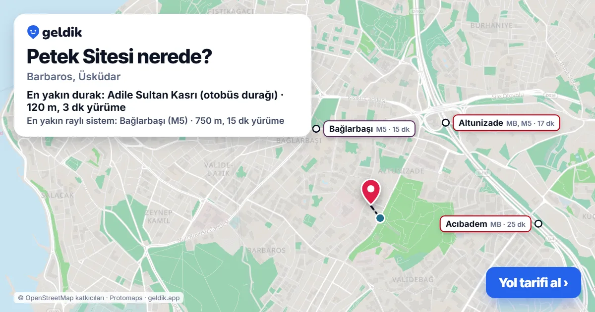 Petek Sitesi nerede: haritada konumu ve en yakın duraklar, yürüme süreleriyle