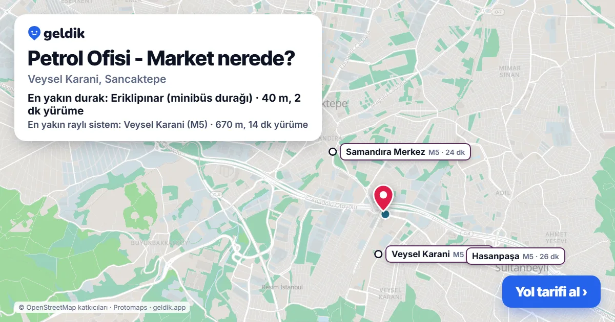Petrol Ofisi - Market nerede: haritada konumu ve en yakın duraklar, yürüme süreleriyle