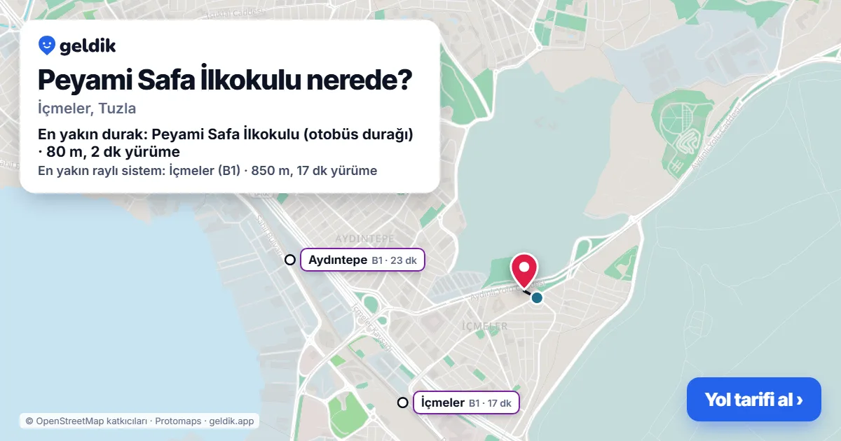 Peyami Safa İlkokulu nerede: haritada konumu ve en yakın duraklar, yürüme süreleriyle