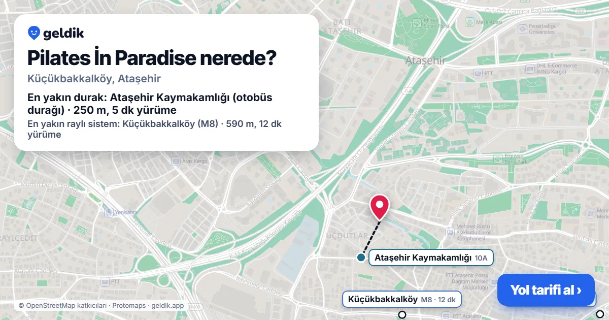 Where is Pilates İn Paradise: map with its location and the nearest stops, with walking times