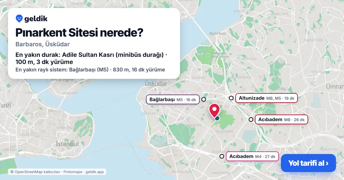 Pınarkent Sitesi nerede: haritada konumu ve en yakın duraklar, yürüme süreleriyle